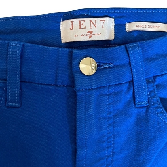 7 For All Mankind Jen7 Skinny Ankle Jeans In Rivera Blue 2 - Picture 4 of 7
